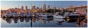 Panorma of Vancouver BC With boat harbor